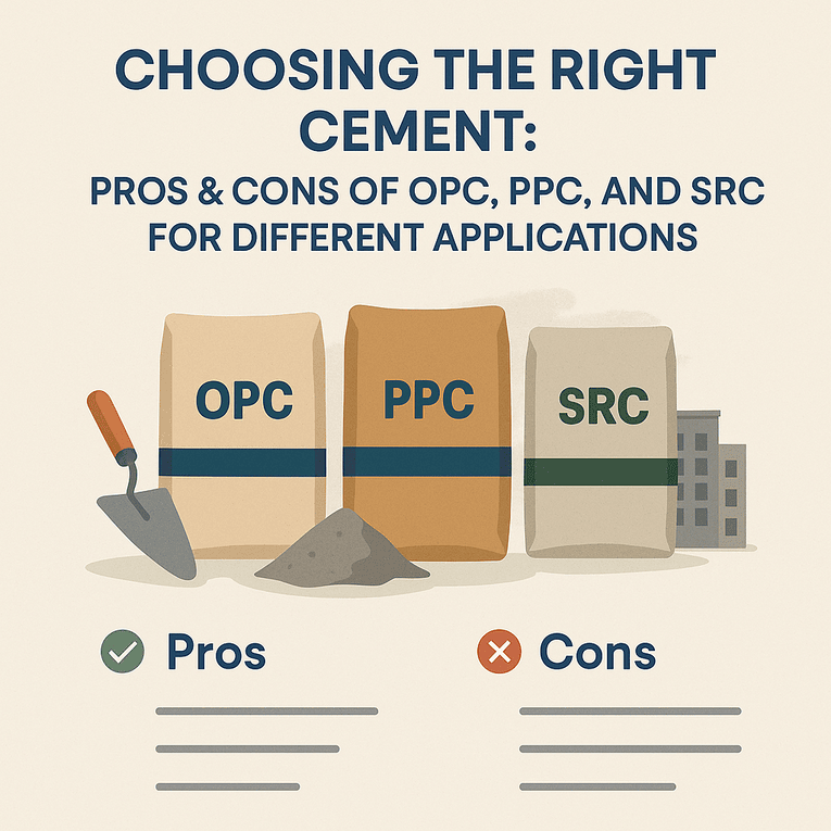 Choosing the Right Cement: Pros & Cons of OPC, PPC, and SRC for Different Applications